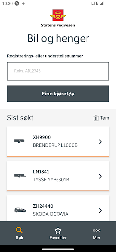 Android application Bil og henger screenshort