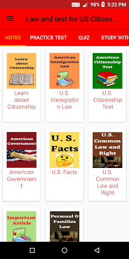 Android application Law & test for US Citizenship screenshort
