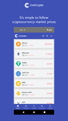 Android application Live Crypto screenshort