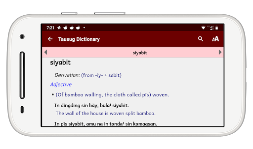 Tausug Dictionary Screen 2