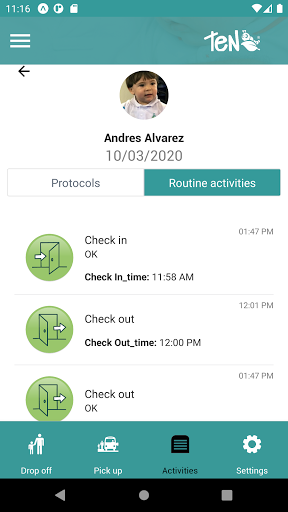 Ten Childcare APP Screen 3