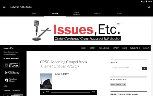 Screenshot of Lutheran Public Radio