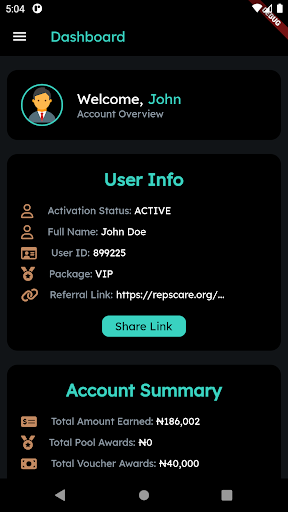 Android application Reps Care screenshort