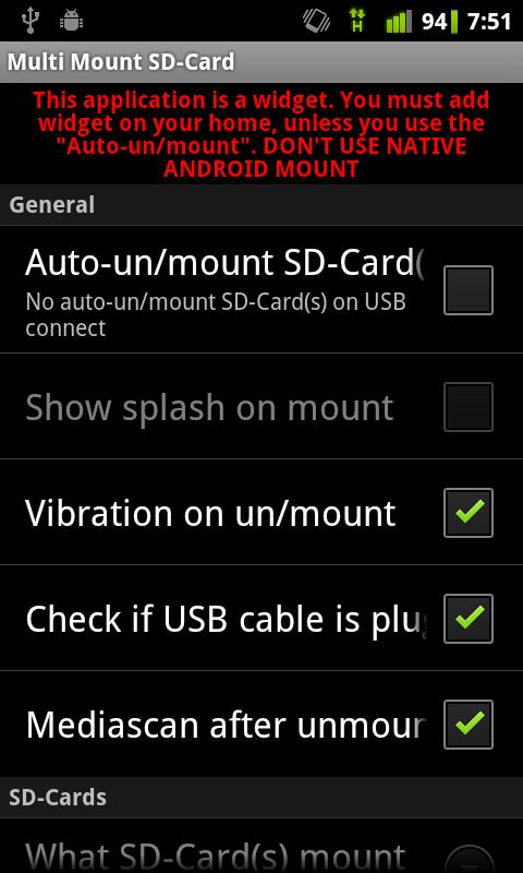 Android application Multi Mount SD-Card screenshort