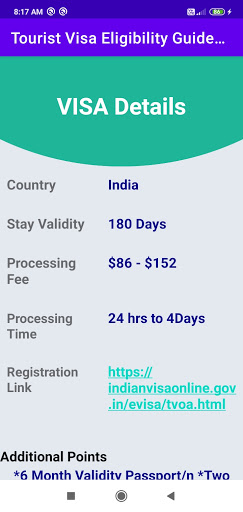 Tourist Visa Guidelines Screenshot