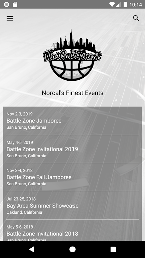 Android application Norcal's Finest Events screenshort