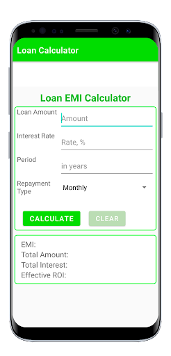 Android application Loan EMI calculator. screenshort