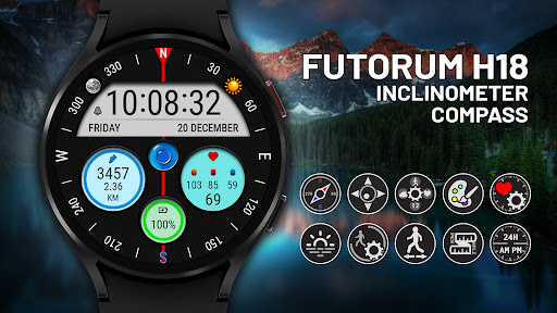 Android application Futorum H18 Compass watch face screenshort