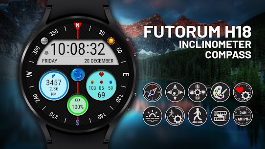 برنامج Futorum H18 Compass watch face مهكر 2026 أخر إصدار APK مجانًا 1