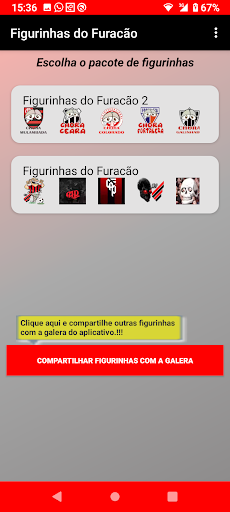 Android application Figurinhas do Furacão screenshort