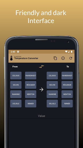 Android application Temperature Converter screenshort