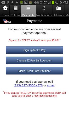 USBA Member Service Center Screen 2
