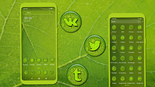 Android application Green Leaf Drop Theme screenshort