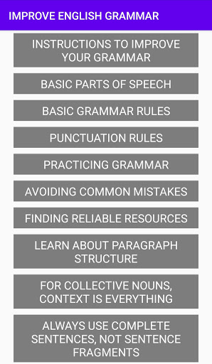 Android application IMPROVE ENGLISH GRAMMAR screenshort