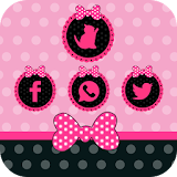 Pink cute girl bow theme love icon