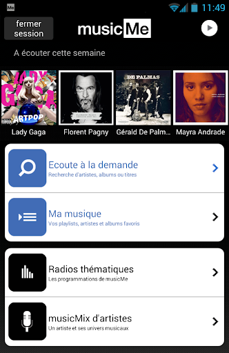 Android application musicMe screenshort