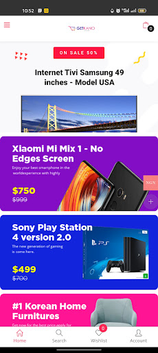 Android application Getkano shopping screenshort