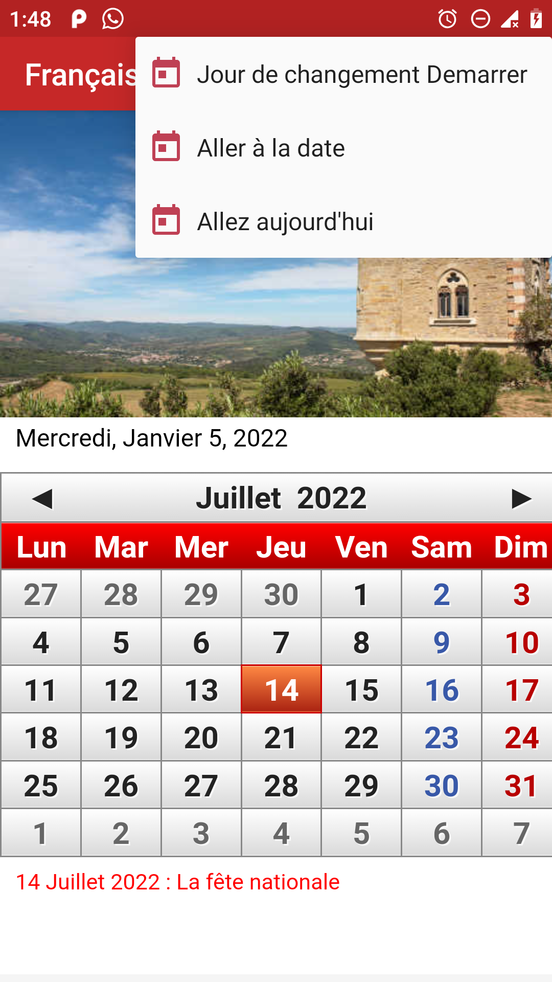 Android application Français Calendrier 2022 screenshort