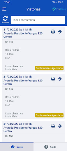 Android application weCorp Vistorias screenshort