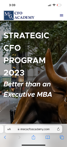 MECA CFO ACADEMY Screen 2