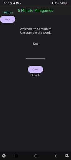 5 Minute mini-games Screen 2