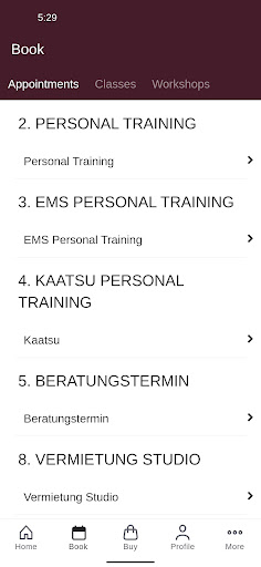 MYPG WORKOUT Screen 2