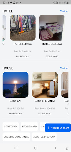 Android application Unitati de cazare screenshort