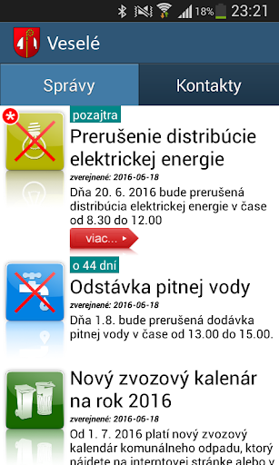 Android application obec Veselé screenshort