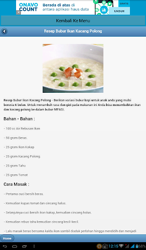 Resep Makanan Bayi Sehat Gizi Screen 2