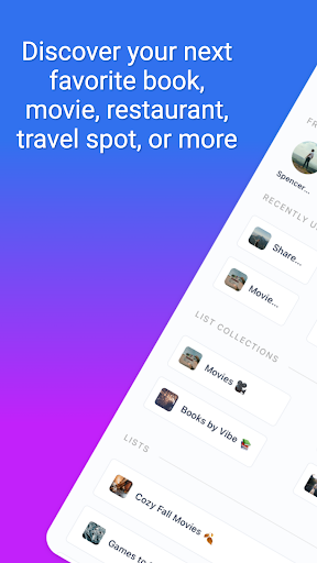 Android application Zealist: Entertainment Recs screenshort