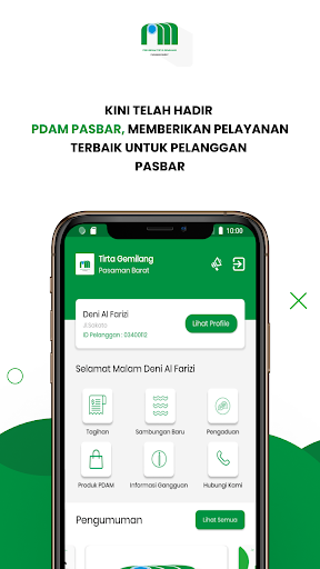 Android application PERUMDAM PASBAR screenshort