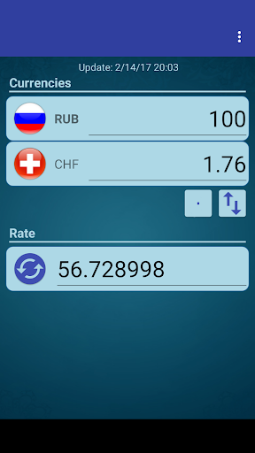 Android application Russian Ruble x Swiss Franc screenshort