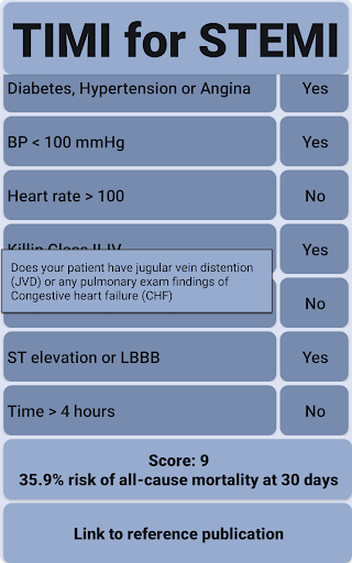 TIMI score for STEMI Screen 3