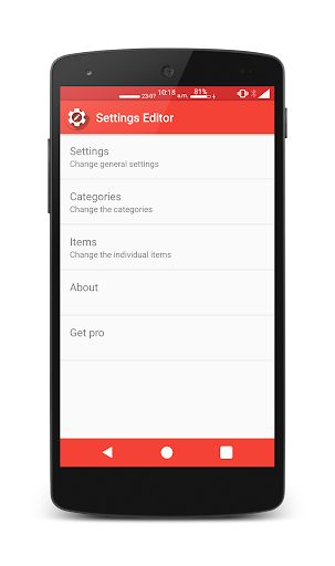 Settings Editor Screen 2