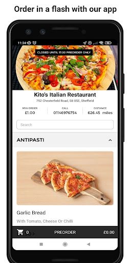 Android application Kito's Italian Restaurant screenshort