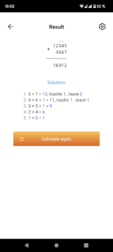 Column method calculator Screen 2