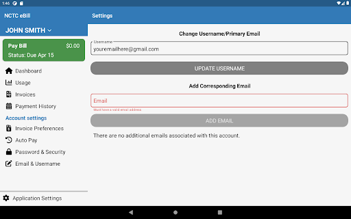 NCTC eBill Screenshot