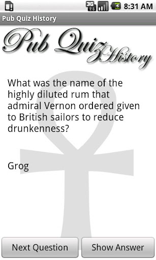 Pub Quiz History Screen 3
