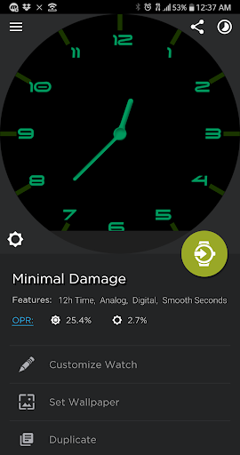 Minimal Damage Watch Face Screen 2