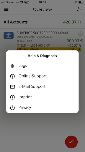 PostFinance EBICS-App Screen 2