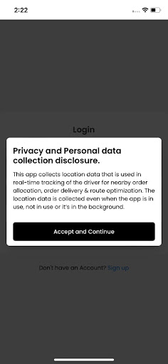 Android application Samedayy Driver screenshort