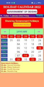 Holiday Calendar Odisha 2024