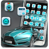 Blue Speeding Car Theme icon