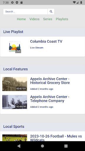 Android application Columbia Coast TV screenshort