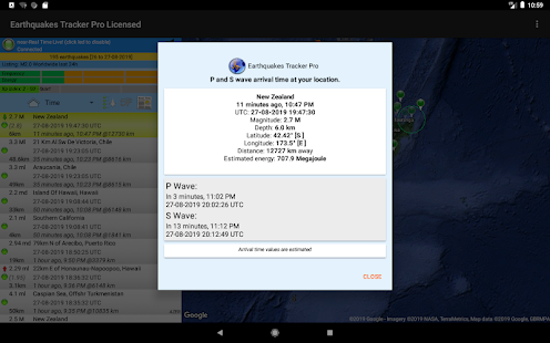 Earthquakes Tracker Pro Bildschirmfoto