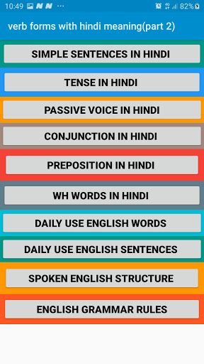 All verbs forms with Hindi Meaning Part-2
