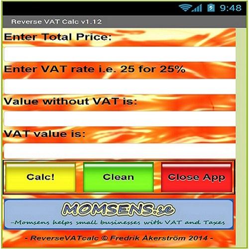 Reverse VAT calc Screen 2