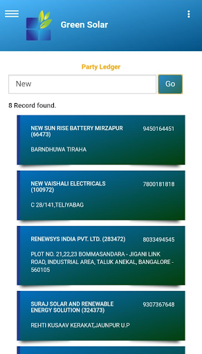 Android application Matrishree Green Solar screenshort