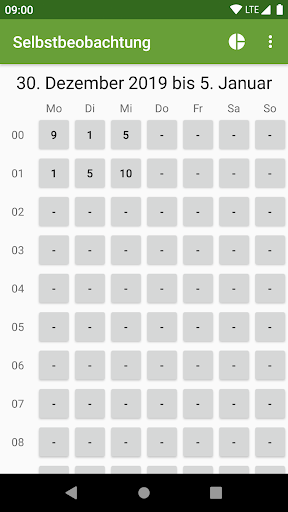 Android application Selbstbeobachtung screenshort