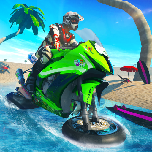 Water surfer beach bike racing